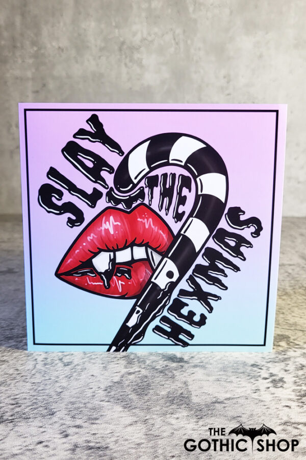 Slay Hexmas Vampire Candy Cane Gothic Witchy Christmas Greetings Card