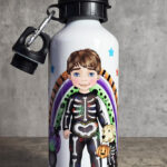 Personalised Skeleton Boy 600ml Halloween Water Bottle