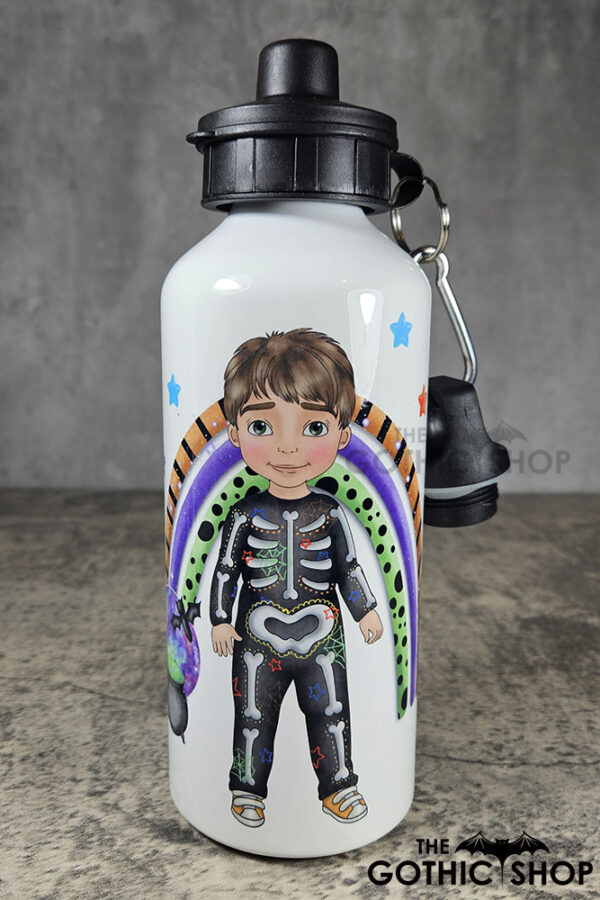 Personalised Skeleton Boy 600ml Halloween Water Bottle
