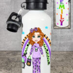 Personalised Purple Pyjama Girl 600ml Halloween Water Bottle