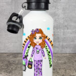 Personalised Purple Pyjama Girl 600ml Halloween Water Bottle