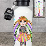 Personalised Skeleton Girl 600ml Halloween Water Bottle