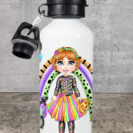 Personalised Skeleton Girl Girl 600ml Halloween Water Bottle