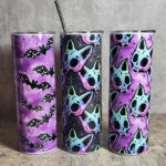 Bats and skull cats spooky gothic tumblers