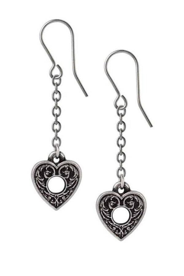 Planchette Hearts Dangling Gothic Earrings by Alchemy Gothic