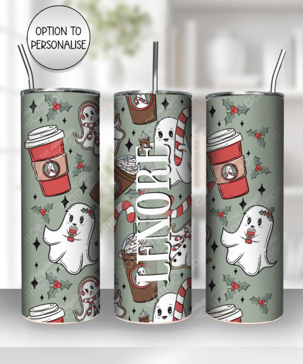 ghosties peppermint ghostbucks spooky christmas 20oz straight tumbler with option to personalise