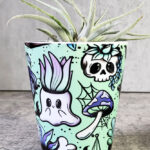 Spooky Planters Green Gothic Halloween Plant Pot