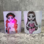 Zombie Bride and Sally Halloween Frosted Glass T-Light Candle Holder