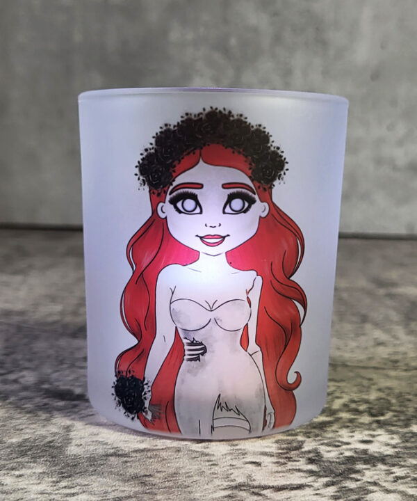 Zombie Bride Halloween Frosted Glass T-Light Candle Holder