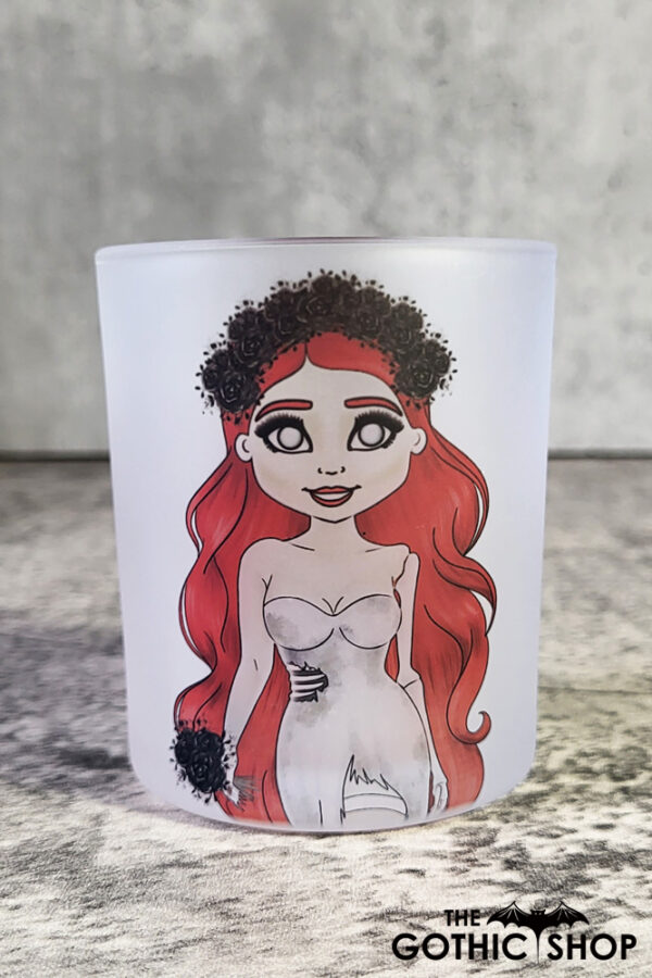 Zombie Bride Halloween Frosted Glass T-Light Candle Holder
