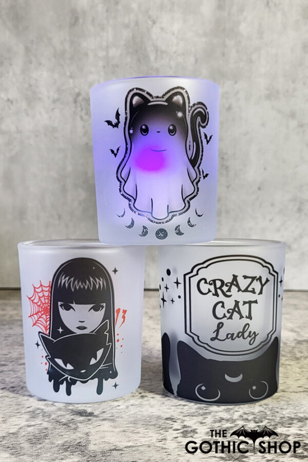 Gothic Frosted Glass T-Light Candle Holder