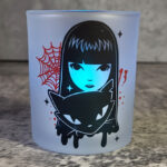 Stay Strange Goth Girl Cat Frosted Glass T-Light Candle Holder