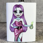 Stitched Up Sally Purple Gothic Halloween Hip Flask