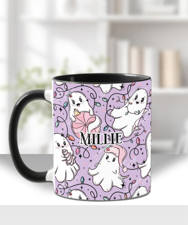 christmas lights pink ghosties lavender gothic mug