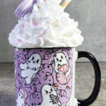 Christmas Lights Pink Ghosties Lavendar Gothic Halloween Mug