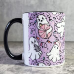 Christmas Lights Pink Ghosties Lavendar Gothic Halloween Mug