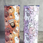 Ghosties Pumpkin Spice Ghostbucks and Christmas Ghosties Gothic Halloween Skinny Tumblers