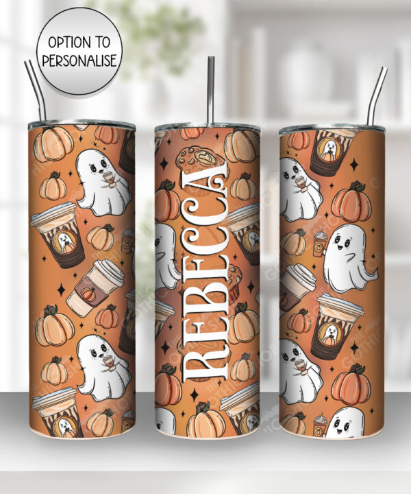 ghosties pumpkin spice ghostbucks gothic halloween 20oz straight tumbler with option to personalise