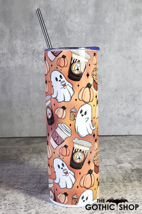 Ghosties Pumpkin Spice Ghostbucks Gothic Halloween Skinny Tumbler