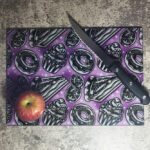 Spooky Bakes Cakes Purple Gothic Glass Chopping Board