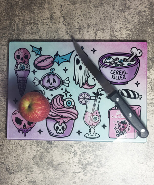 Spooky Foods Gothic Glass Chopping Board