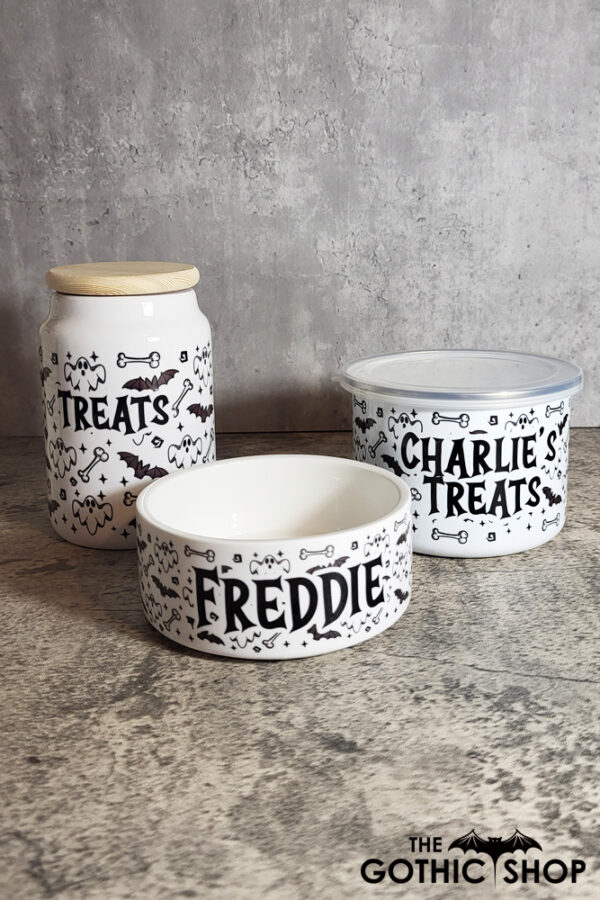 Pet bowl and treats containers