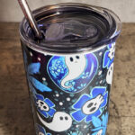 ghost potions & skull flowers blue gothic 20oz straight tumbler preorder
