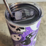Spooky Demon Cats & Ghosts Purple Gothic Skinny Tumbler