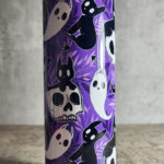 Spooky Demon Cats & Ghosts Purple Gothic Skinny Tumbler