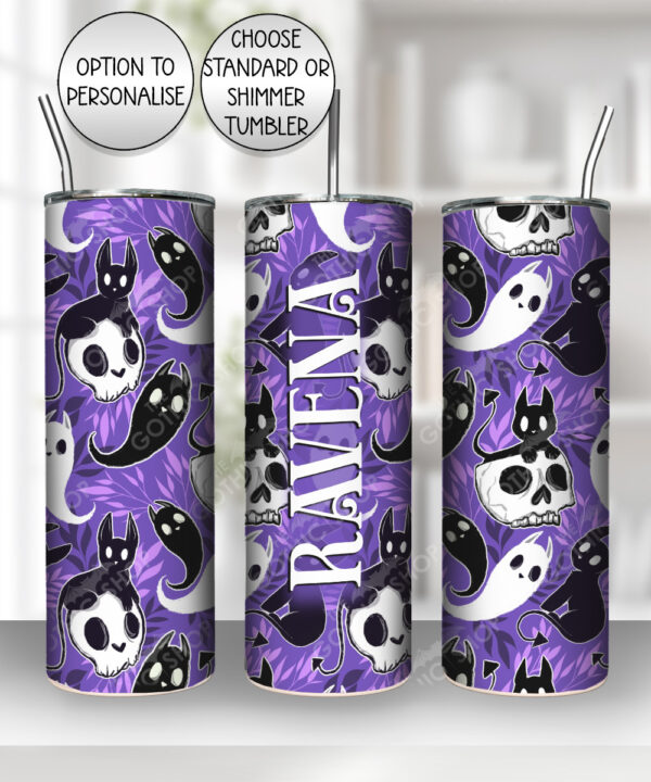 spooky demon cats & ghosts purple gothic 20oz straight tumbler