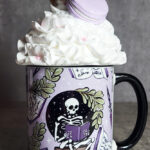Skeleton Reading Lilac Purple Gothic Halloween Mug