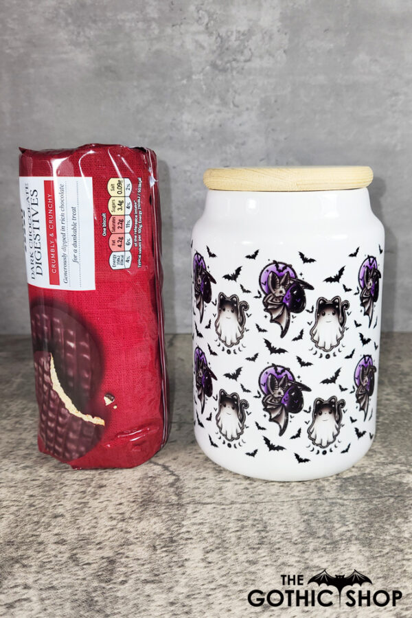 Cat Ghost & Eve Bat Small Cookie Jar