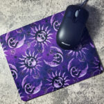 Sun Skull & Moon Skull Purple Gothic Print Mouse Mat