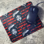 Wednesbae Coffin Cameo Red Stripe Gothic Print Mouse Mat