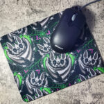 Batsnuggles Green Barbed Bat Hearts Gothic Print Mouse Mat