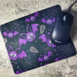 Purple Bats & Cobwebs Gothic Print Mouse Mat