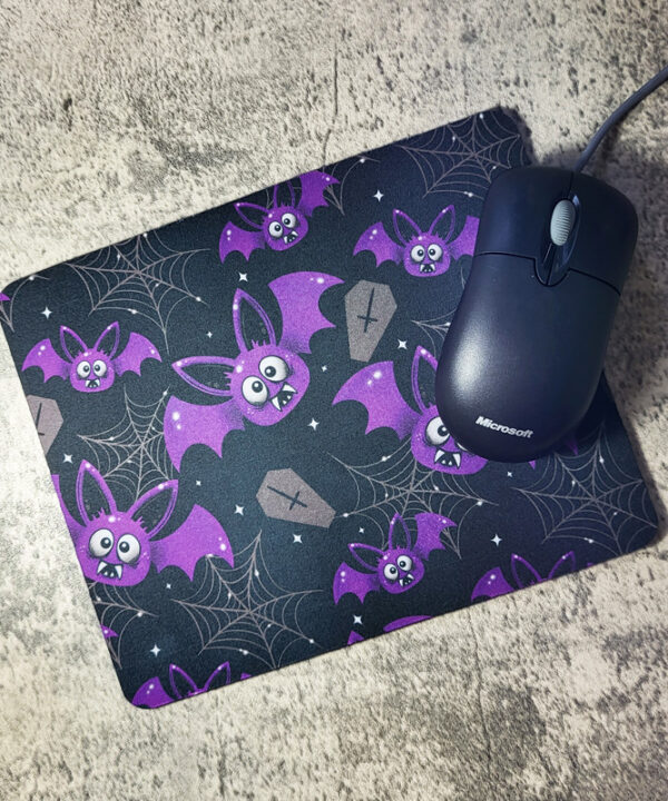 Purple Bats & Cobwebs Gothic Print Mouse Mat
