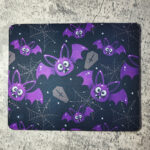 Purple Bats & Cobwebs Gothic Print Mouse Mat