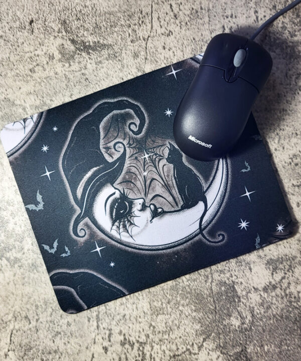 Witch's Cat Moon Witchy Gothic Print Mouse Mat