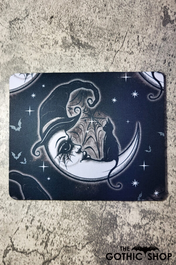 Witch's Cat Moon Witchy Gothic Print Mouse Mat