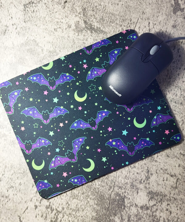 Purple Bats, Moons & Stars Gothic Print Mouse Mat