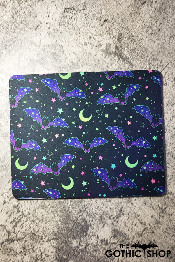 Purple Bats, Moons & Stars Gothic Print Mouse Mat