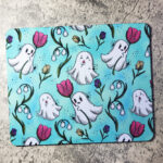 Spring Flower Ghostie Mint Green Gothic Print Mouse Mat