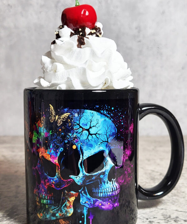 Butterfly Neon Skulls Gothic Halloween Mug