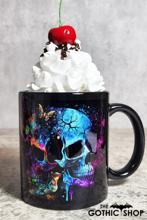 Butterfly Neon Skulls Gothic Halloween Mug