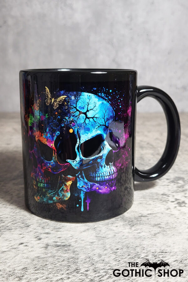 Butterfly Neon Skulls Gothic Halloween Mug