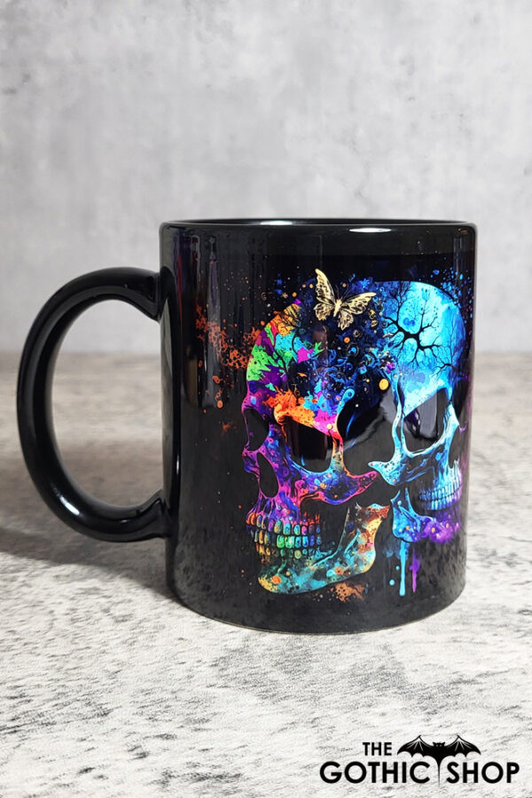 Butterfly Neon Skulls Gothic Halloween Mug