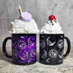 Sun Skull & Moon Skull Purple and Black Gothic Halloween Mug
