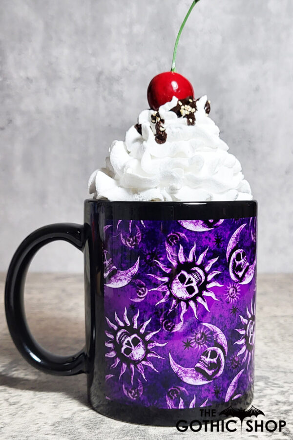 Sun Skull & Moon Skull Purple Gothic Halloween Mug