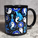 Ghost Potions & Skull Flowers Blue Gothic Halloween Mug